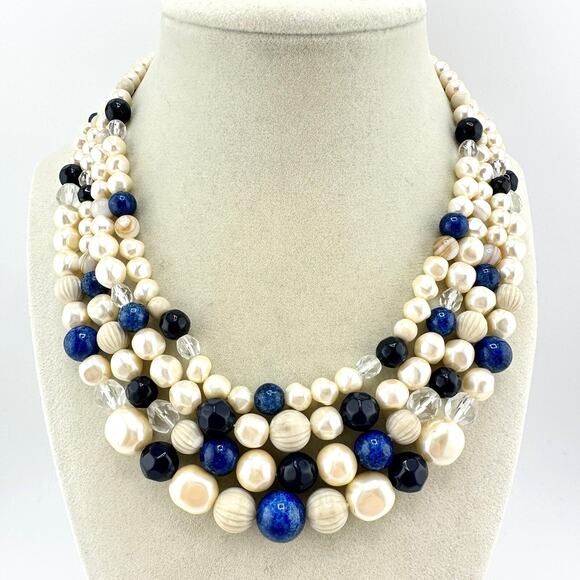 Liz Claiborne Jewelry - Liz Claiborne Vintage Style Quadruple Strand Beaded Retro 17” Necklace